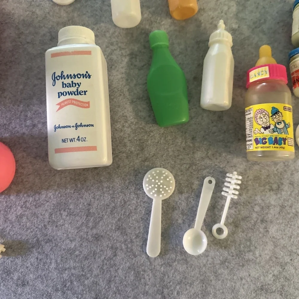 Vintage JC Toys Baby Doll Care Set Clear Bag/backpack With 4 Baby PJ's & Blanket